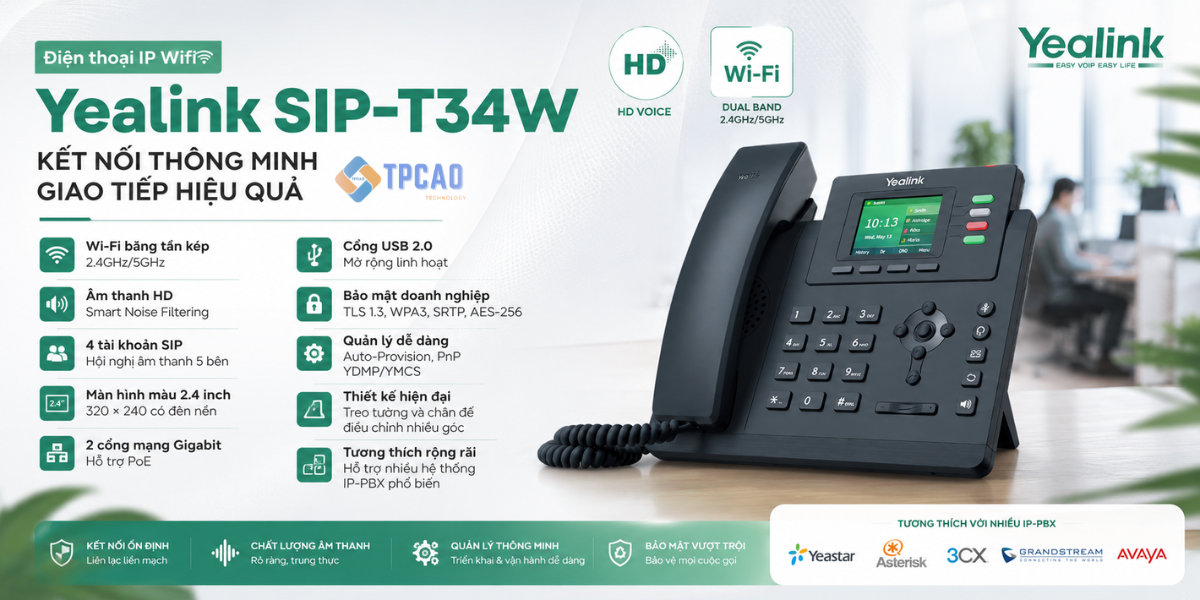 Điện thoại IP Wifi Yealink SIP-T34W là gì