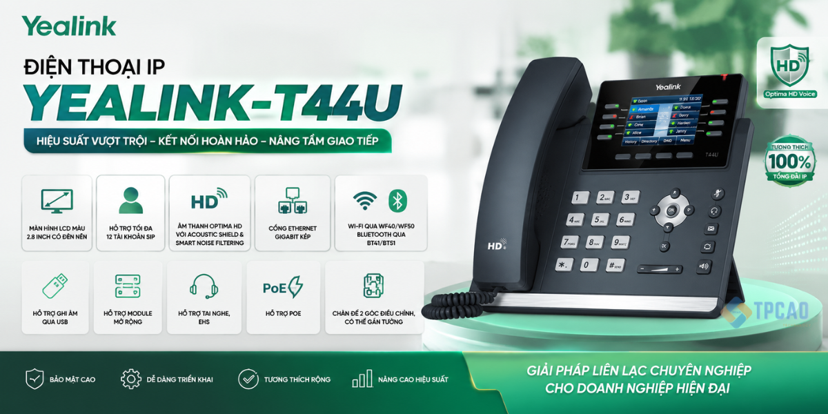 Yealink SIP-T44U là Giải pháp liên lạc IP chuyên nghiệp cho doanh nghiệp hiện đại