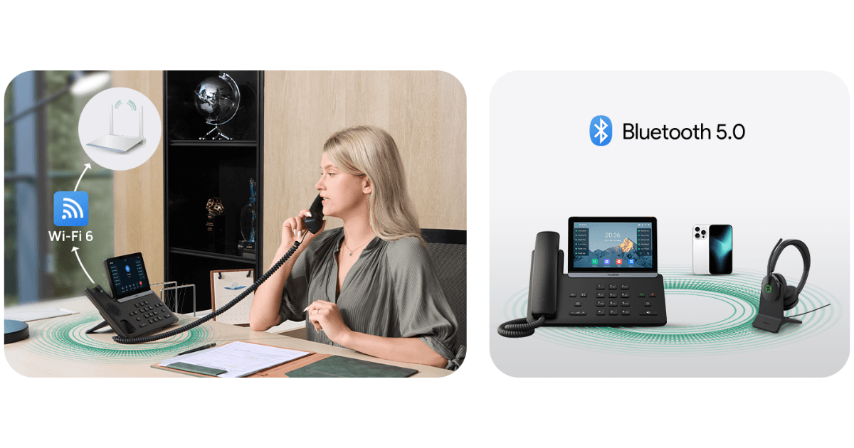 Yealink SIP-T87W tích hợp sẵ wifi 6 và bluetooth 5.0