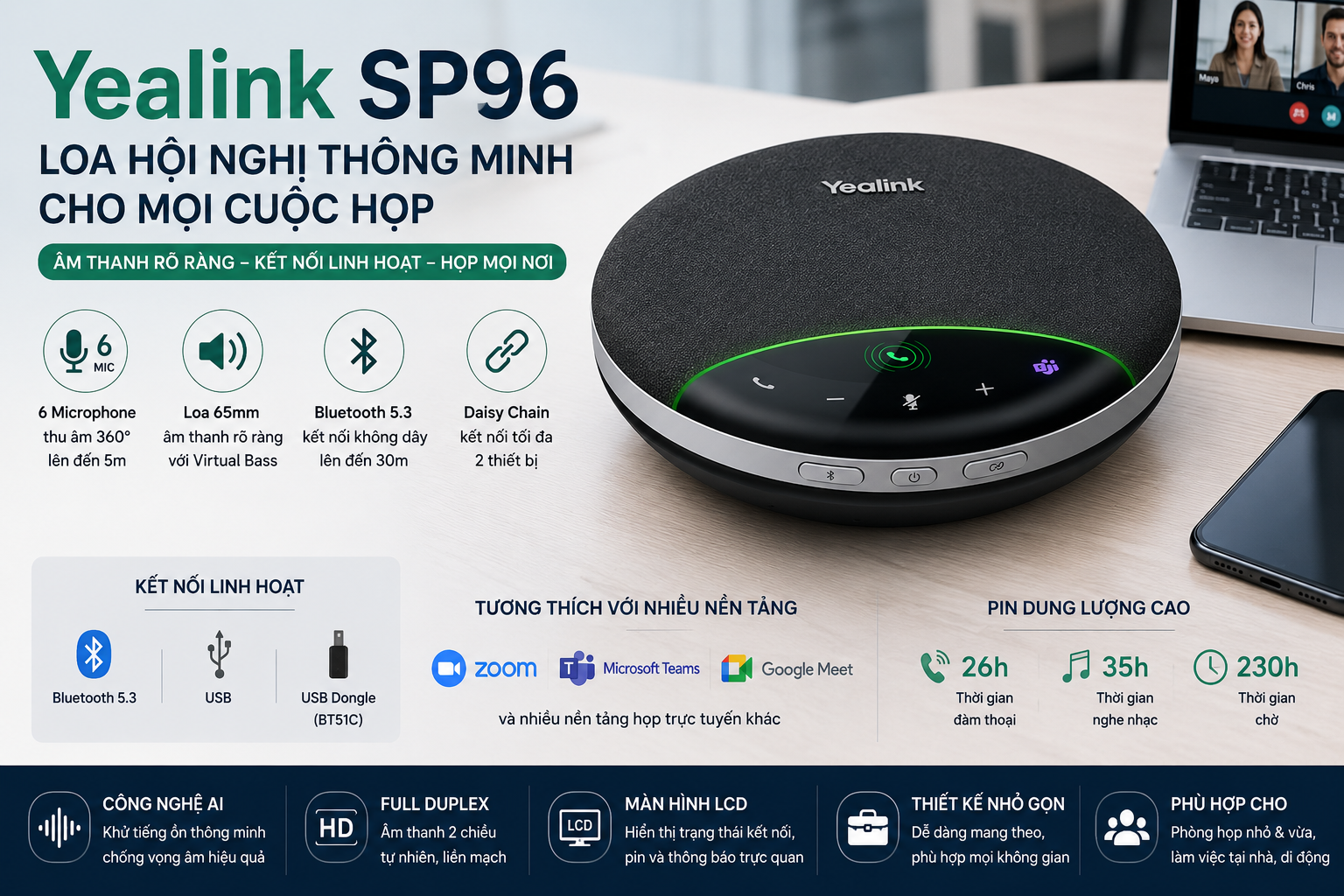 Loa hội nghị Yealink SP96 chính hãng
