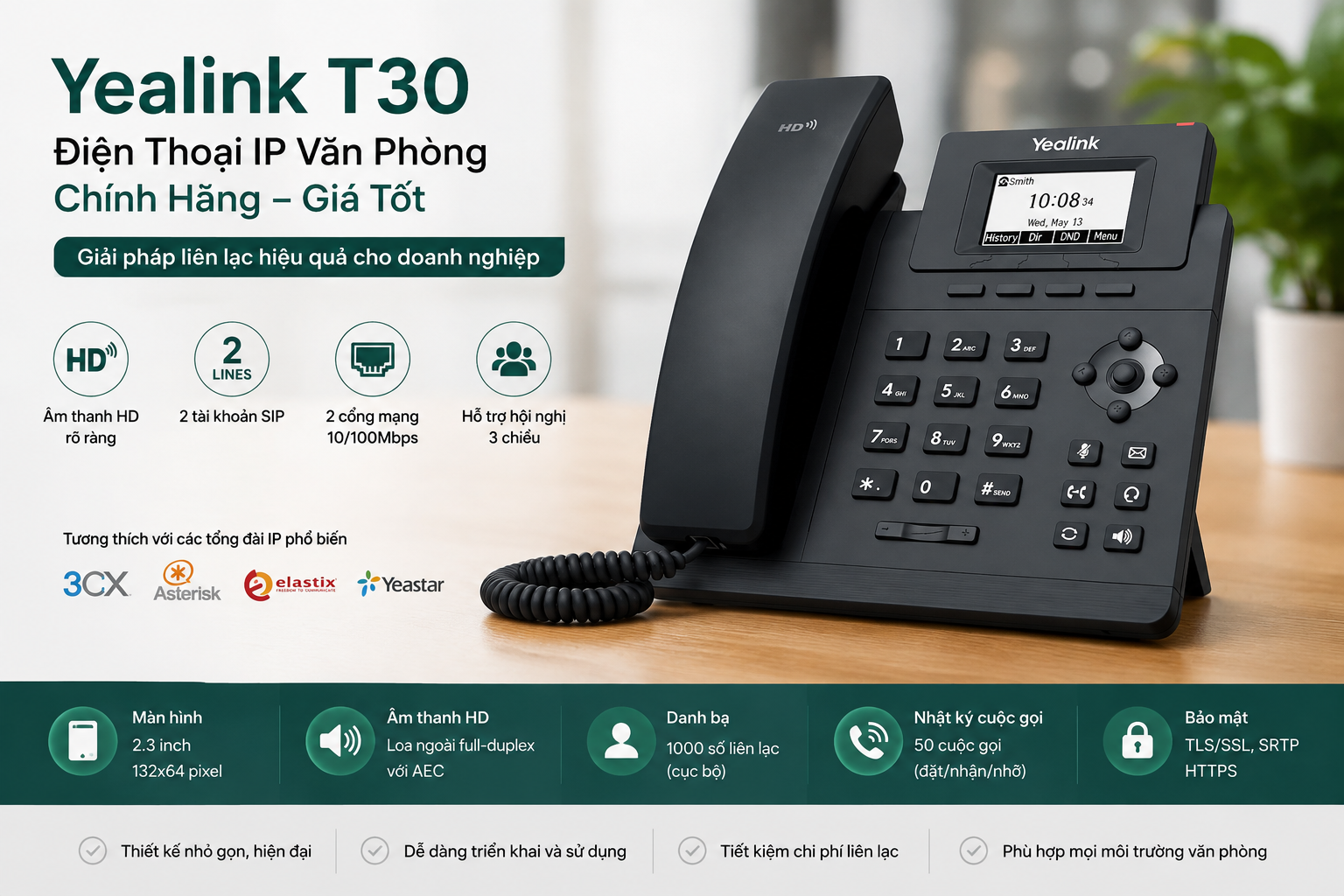 Yealink T30 chính hãng điện thoại IP văn phòng