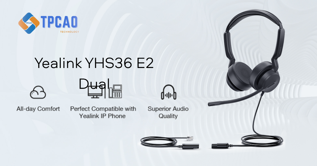 Tai nghe Yealink YHS36 E2 Dual 2 bên tai độ bền cao, siêu nhẹ