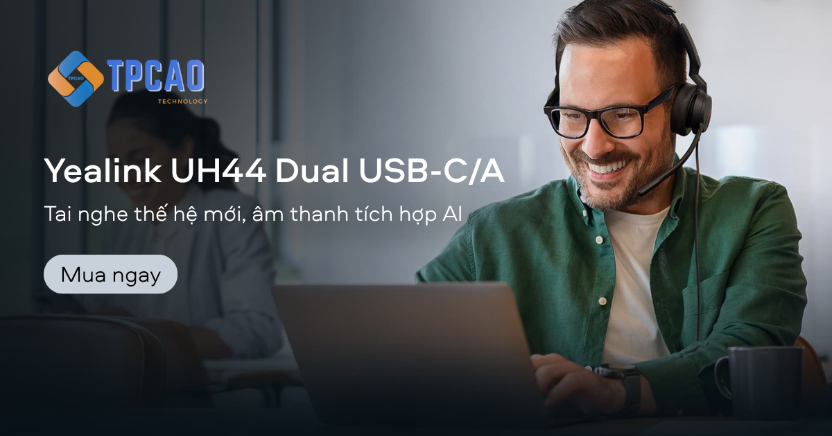 Yealink UH44 Mono USB-C/A tai nghe hai bên tai tích hợp AI